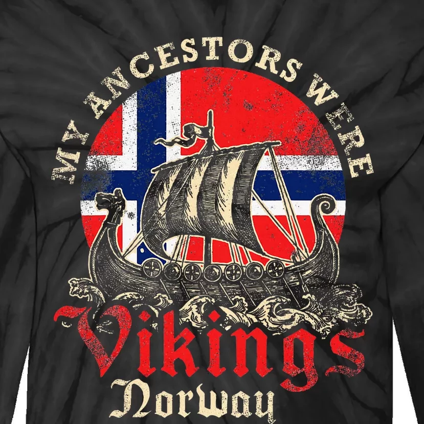 Norwegian Norway Viking Ship Flag Tie-Dye Long Sleeve Shirt