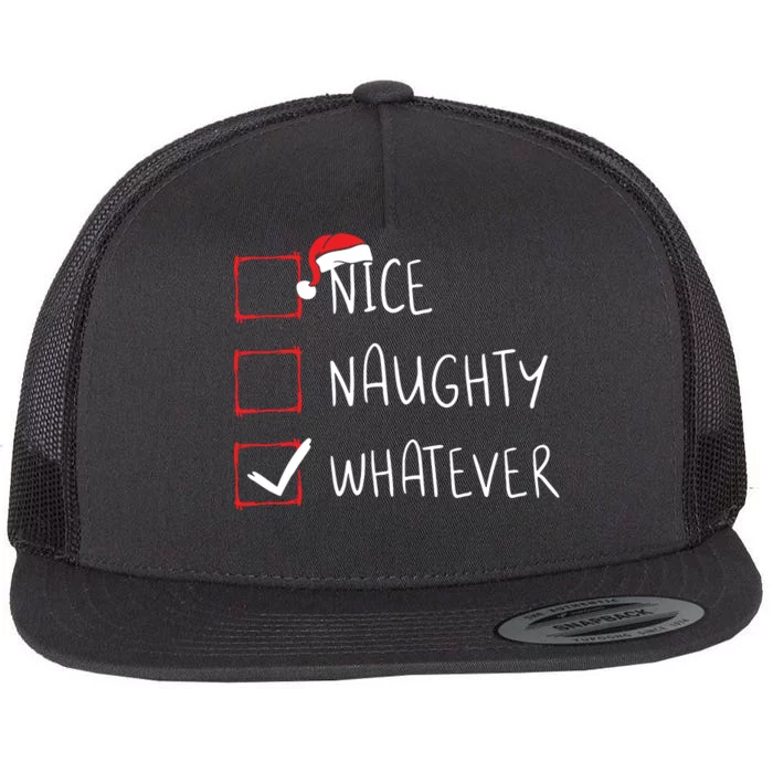 Nice Naughty Whatever Christmas List Xmas Santa Claus Flat Bill Trucker Hat