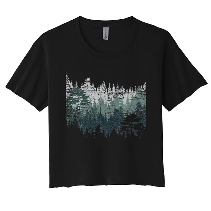 Night Nature Wildlife Trees Outdoor Forest Women's Crop Top Tee