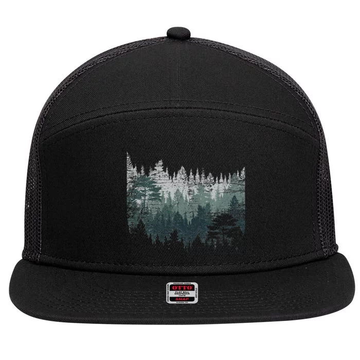 Night Nature Wildlife Trees Outdoor Forest 7 Panel Mesh Trucker Snapback Hat