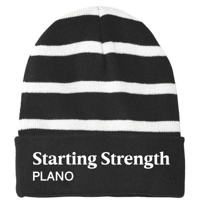 Newman Nahas Wearing Starting Strength Plano Striped Beanie with Solid Band