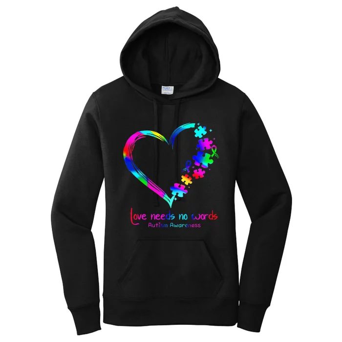 Needs No Words Infinity Heart Love Autism Awareness Women's Pullover Hoodie