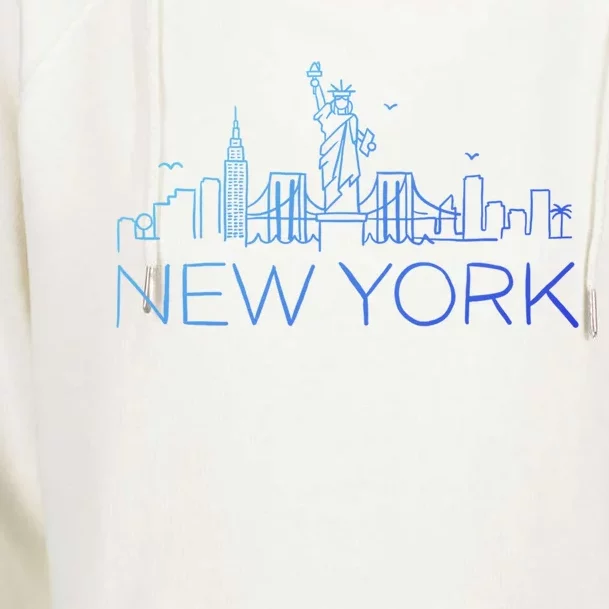 Nyc New York City Skylines Statue Of Liberty Birds Cute Gift Womens Funnel Neck Pullover Hood