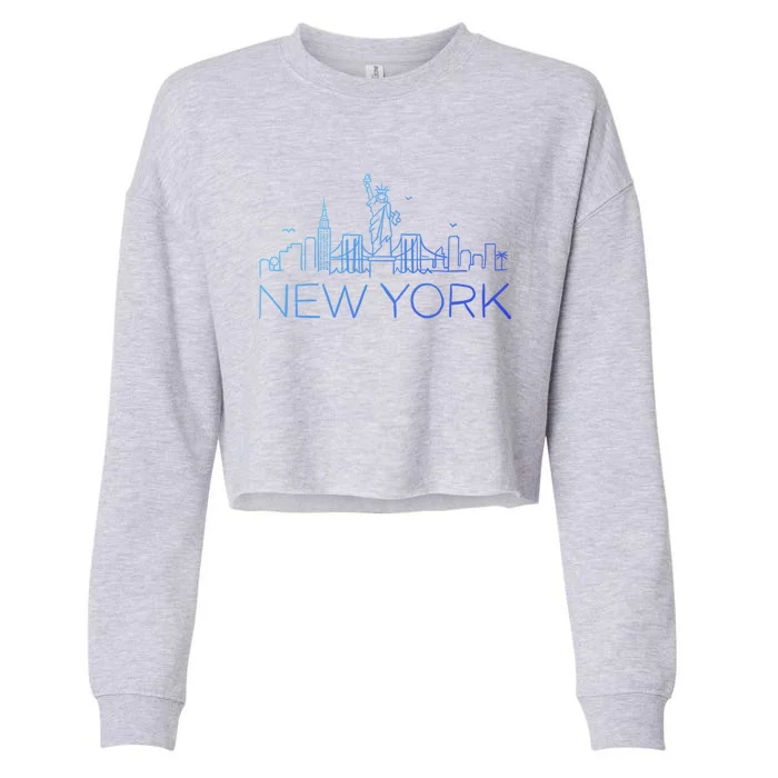 Nyc New York City Skylines Statue Of Liberty Birds Cute Gift Cropped Pullover Crew