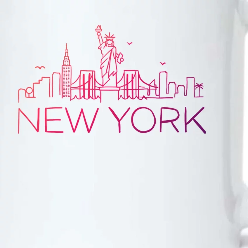 Nyc New York City Skylines Statue Of Liberty Birds Cute Gift Black Color Changing Mug