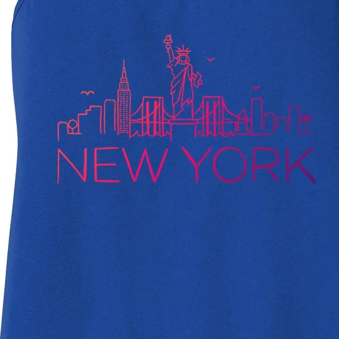 Nyc New York City Skylines Statue Of Liberty Birds Cute Gift Women's Racerback Tank