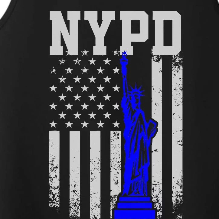 NYPD New York Police Department Statue Of Liberty Distressed Performance Tank