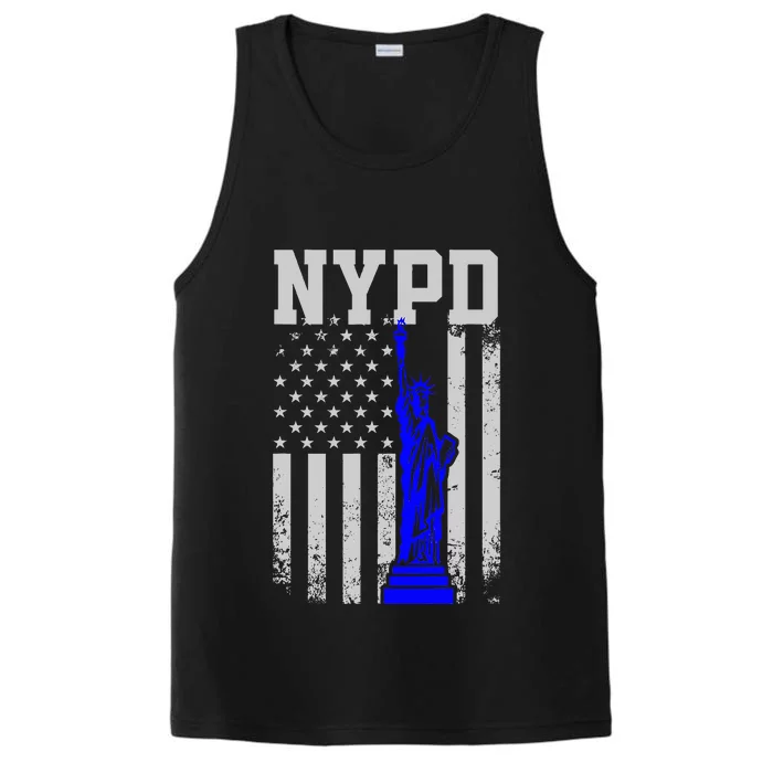 NYPD New York Police Department Statue Of Liberty Distressed Performance Tank