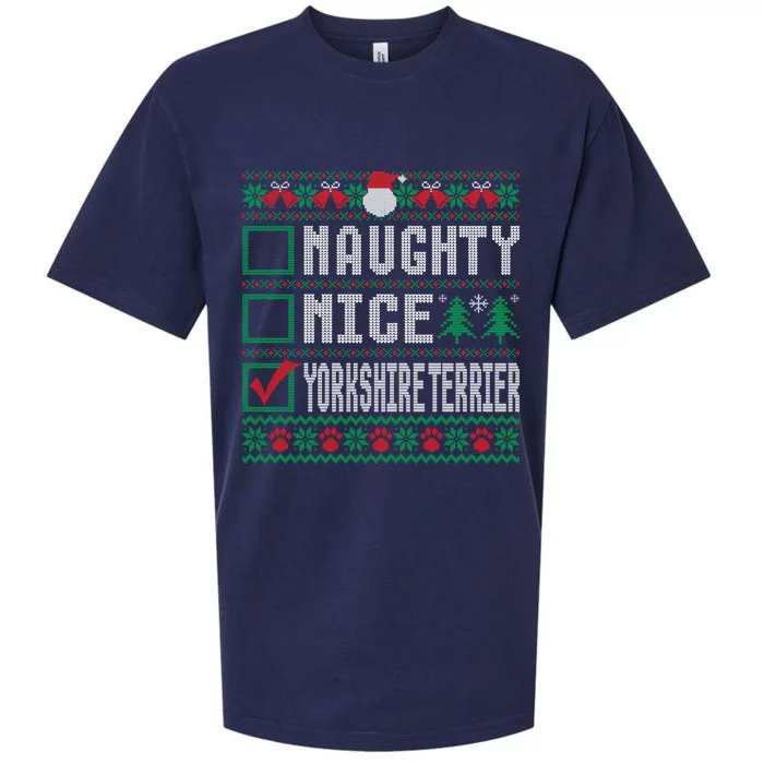 Naughty Nice Yorkshire Terrier Christmas List Dogs Xmas Gift Sueded Cloud Jersey T-Shirt