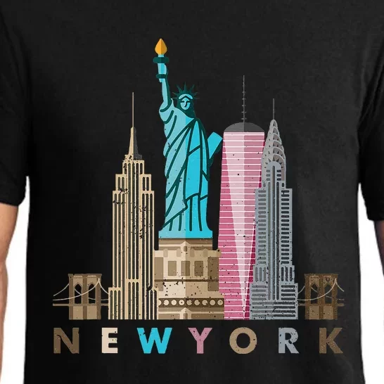 Nyc New York City Skylines Statue Of Liberty Pajama Set