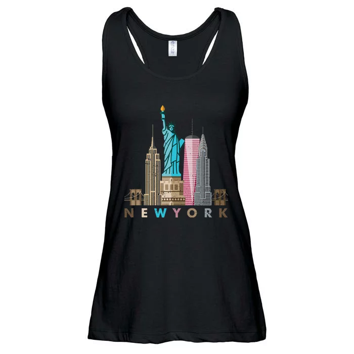 Nyc New York City Skylines Statue Of Liberty Ladies Essential Flowy Tank