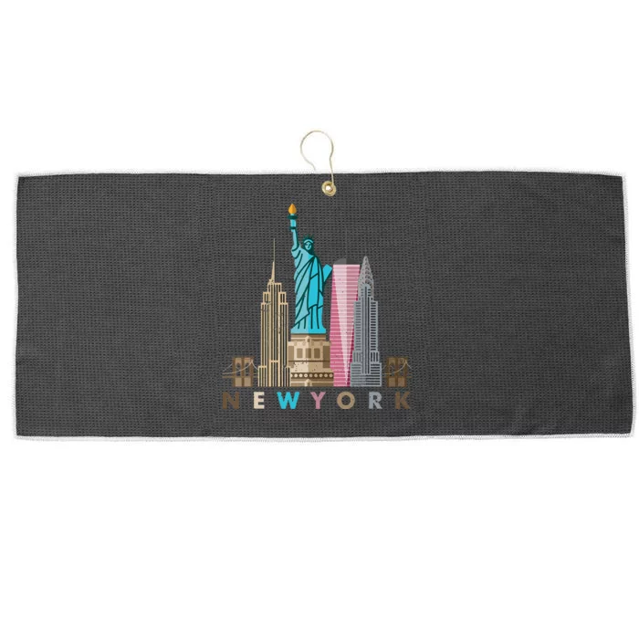 Nyc New York City Skylines Statue Of Liberty Large Microfiber Waffle Golf Towel