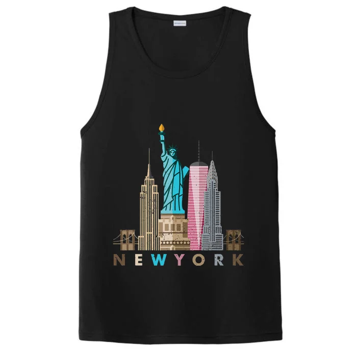 Nyc New York City Skylines Statue Of Liberty Performance Tank