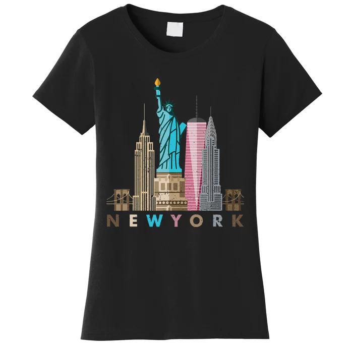 Nyc New York City Skylines Statue Of Liberty Women's T-Shirt