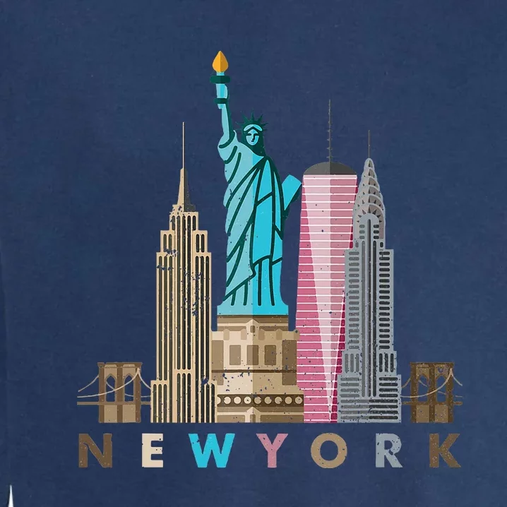 Nyc New York City Skylines Statue Of Liberty Garment-Dyed Sweatshirt