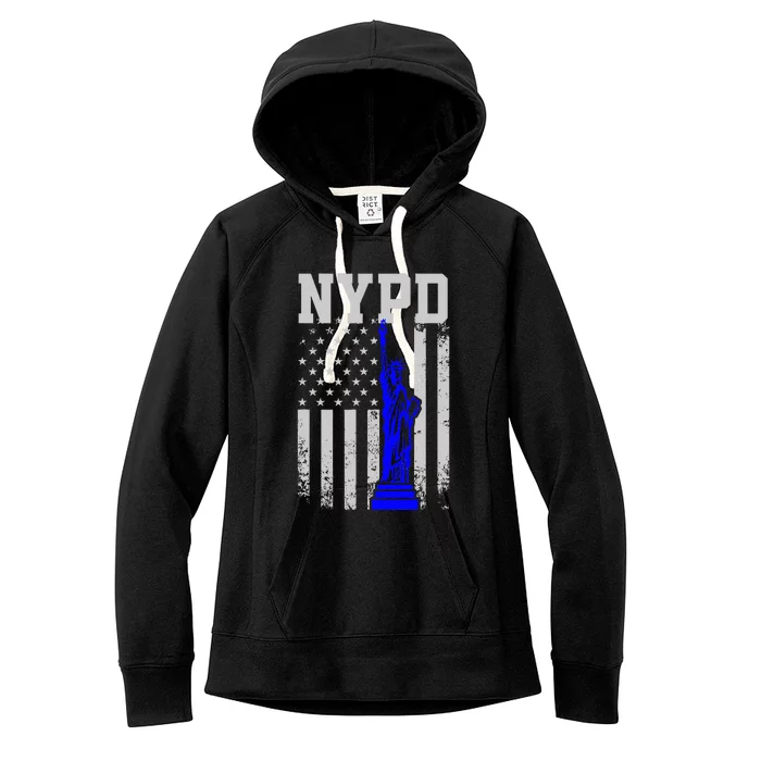 Nypd New York Police Department Statue Of Liberty Distressed Women's Fleece Hoodie