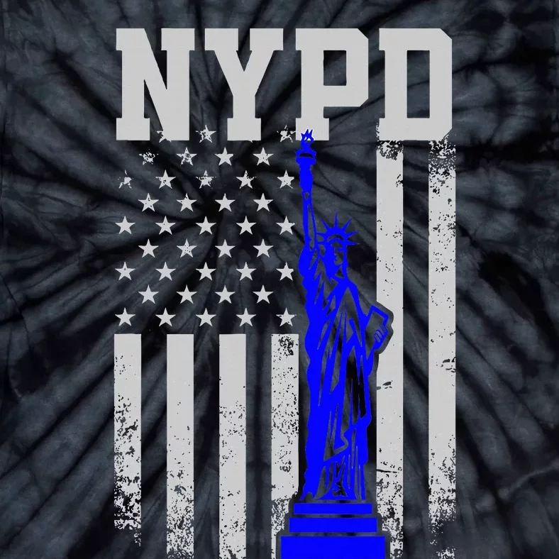 Nypd New York Police Department Statue Of Liberty Distressed Tie-Dye T-Shirt