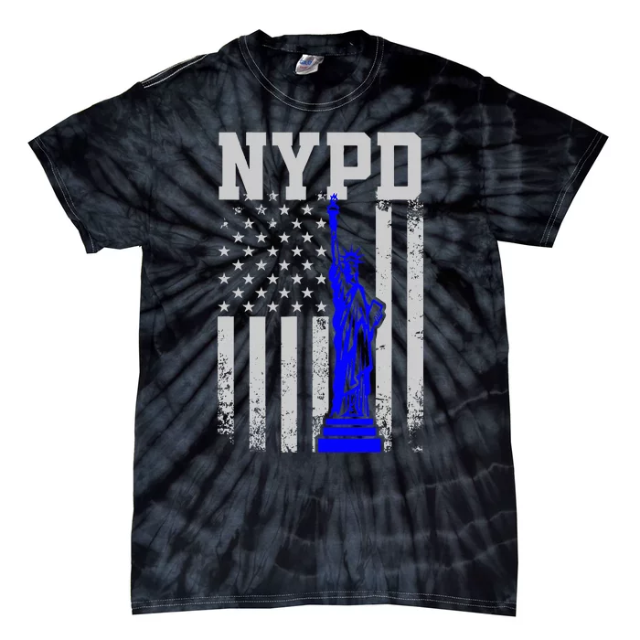 Nypd New York Police Department Statue Of Liberty Distressed Tie-Dye T-Shirt