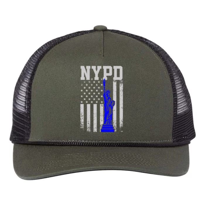 Nypd New York Police Department Statue Of Liberty Distressed Retro Rope Trucker Hat Cap