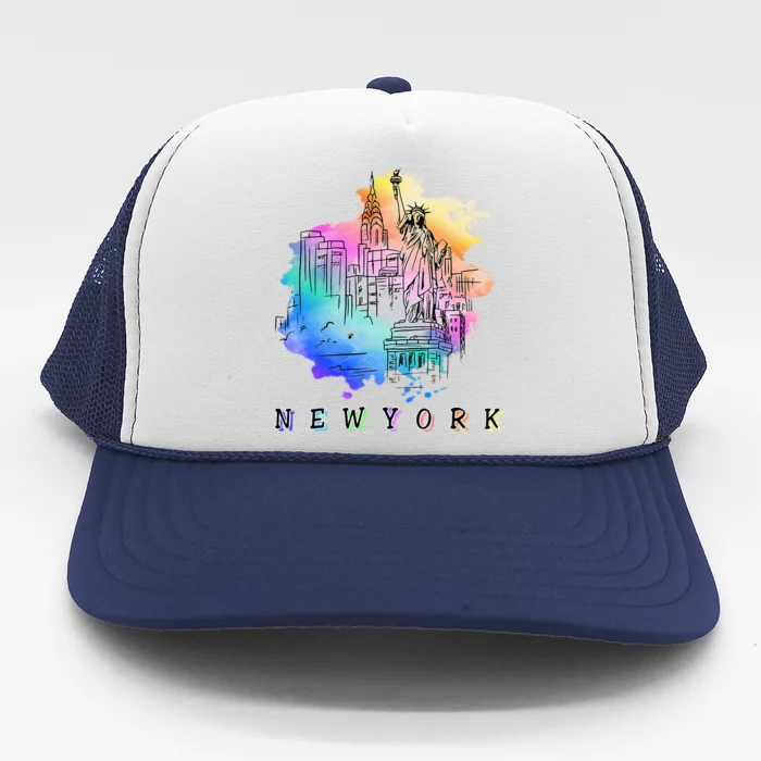 Nyc New York City Skylines Statue Of Liberty Trucker Hat