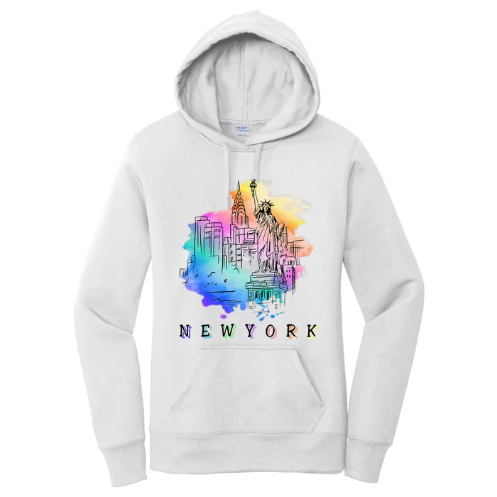 Nyc New York City Skylines Statue Of Liberty Women's Pullover Hoodie