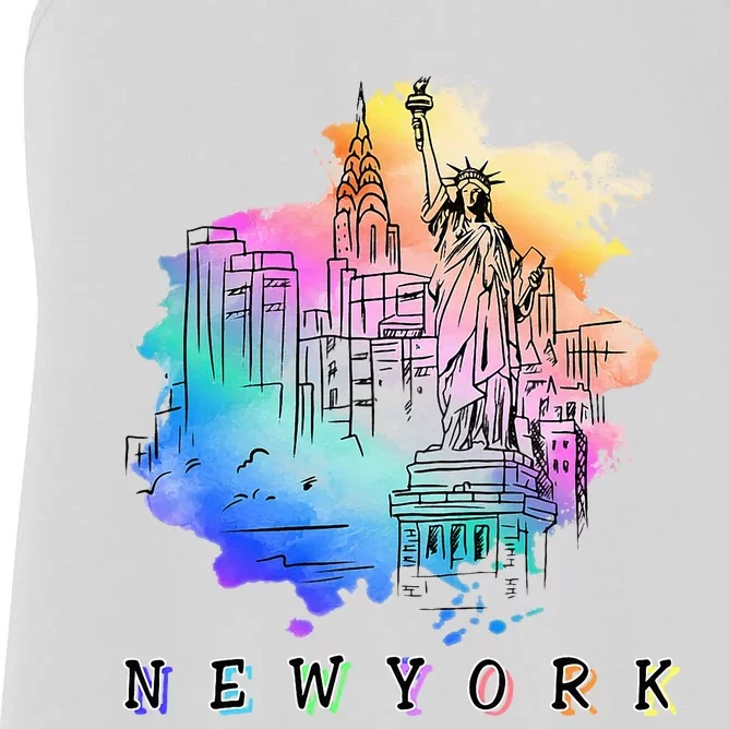 Nyc New York City Skylines Statue Of Liberty Women's Racerback Tank