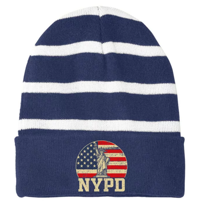 Nypd New York Police Department Striped Beanie with Solid Band