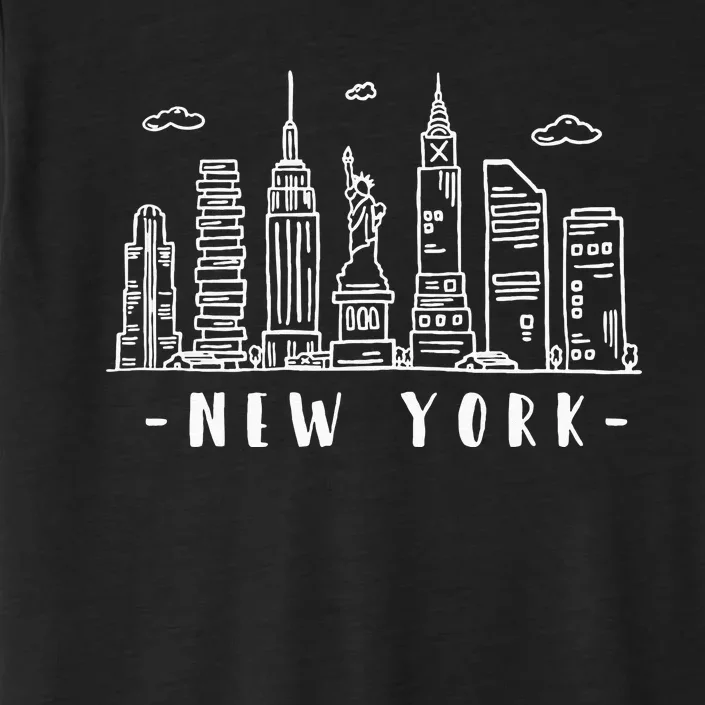 NYC New York City Manhattan Skylines Statue Of Liberty Cloud ChromaSoft Performance T-Shirt