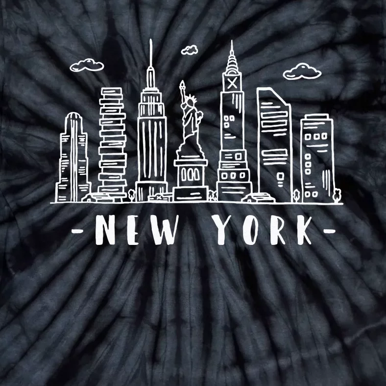 NYC New York City Manhattan Skylines Statue Of Liberty Cloud Tie-Dye T-Shirt