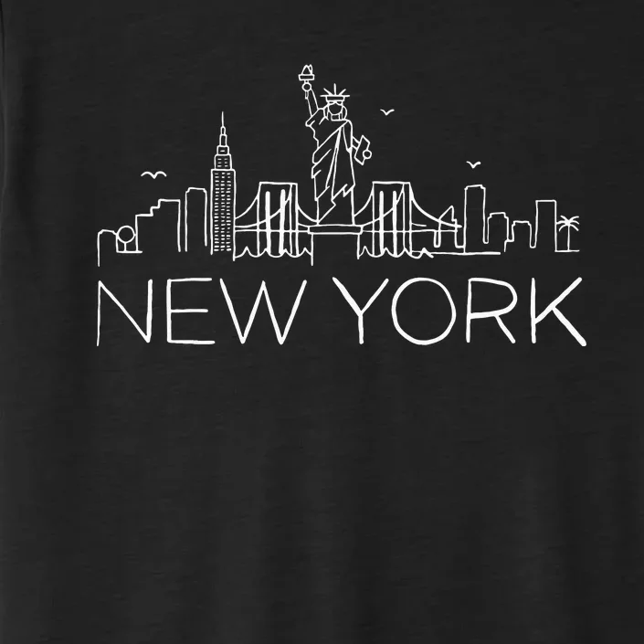 NYC New York City Skylines Statue Of Liberty Birds ChromaSoft Performance T-Shirt