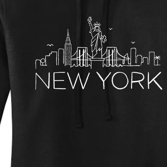 NYC New York City Skylines Statue Of Liberty Birds Women's Pullover Hoodie