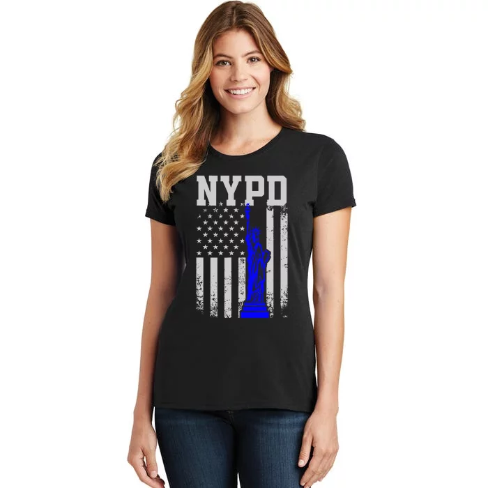 NYPD New York Police Department Statue Of Liberty Distressed Women's T-Shirt