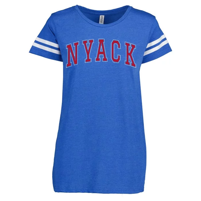 Nyack New York Souvenir College Style Red Text Enza Ladies Jersey Football T-Shirt