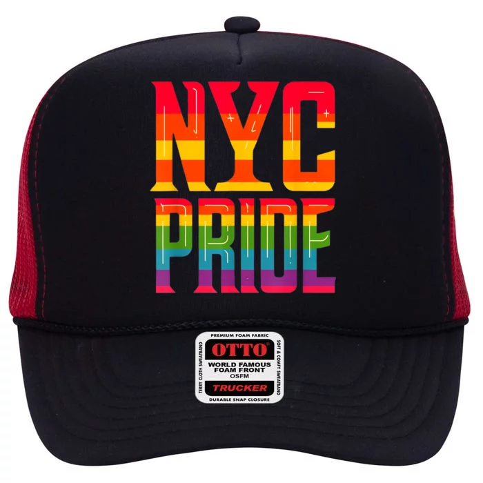 Nyc New York City Pride Month High Crown Mesh Trucker Hat