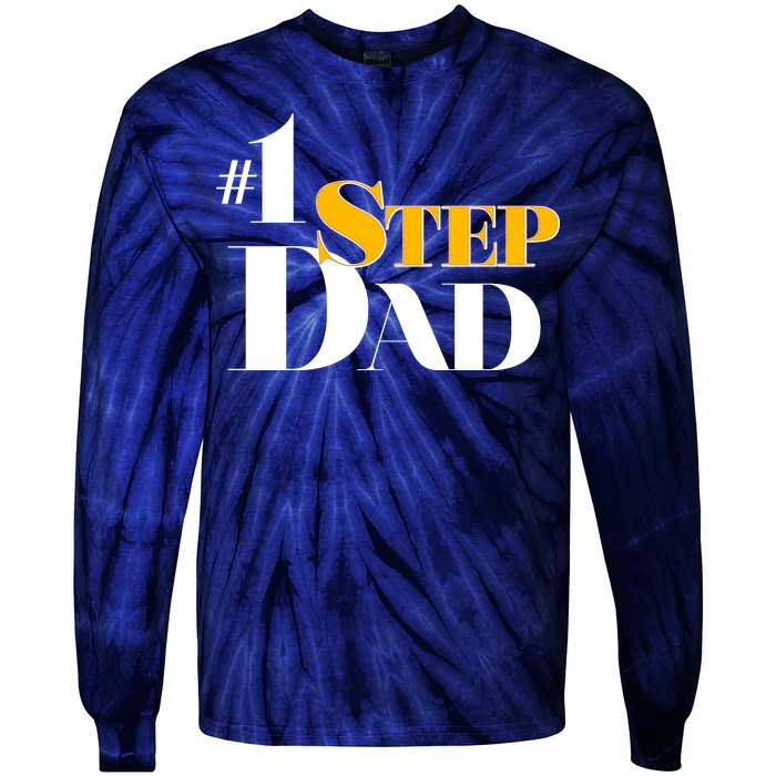 No 1 Step Dad Father's Day Tie-Dye Long Sleeve Shirt