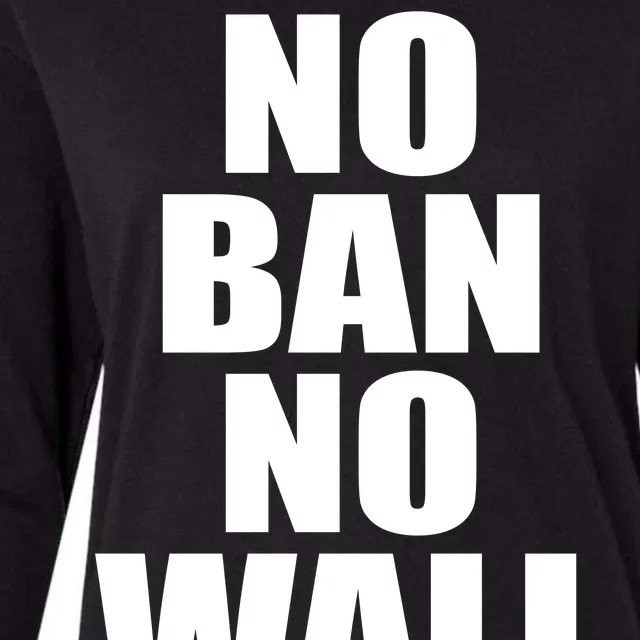 No Ban No Wall Anti Trump Resist Womens Cotton Relaxed Long Sleeve T-Shirt