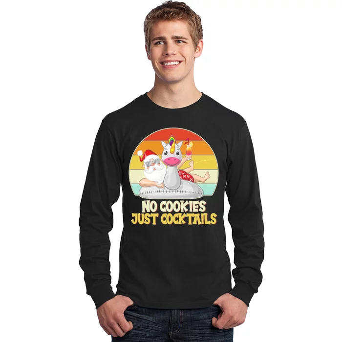 No Cookies Just Cocktails Summer Vacation Santa Claus Long Sleeve Shirt