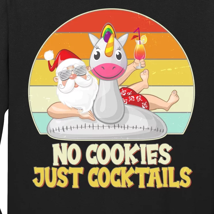 No Cookies Just Cocktails Summer Vacation Santa Claus Long Sleeve Shirt