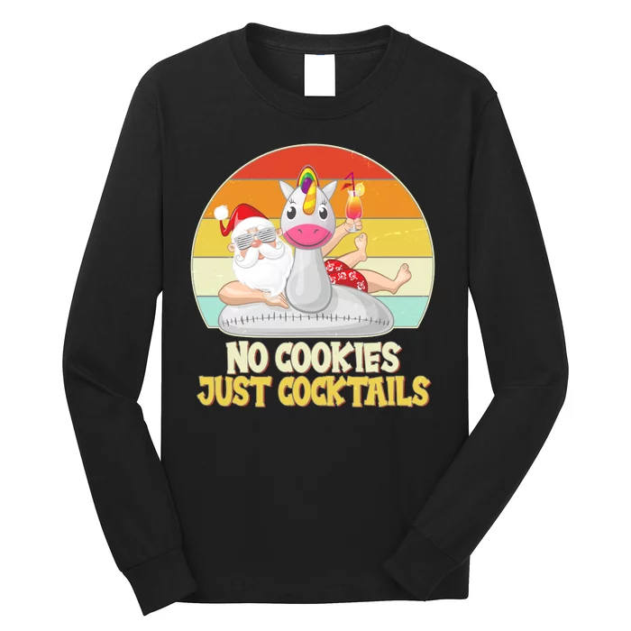 No Cookies Just Cocktails Summer Vacation Santa Claus Long Sleeve Shirt