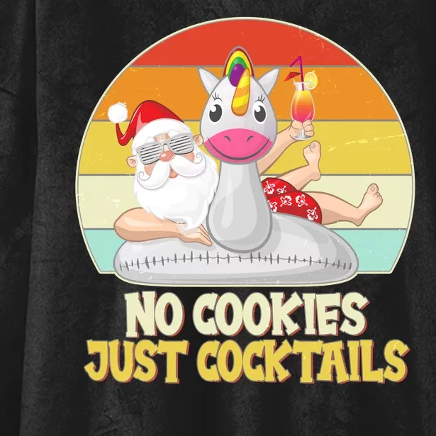 No Cookies Just Cocktails Summer Vacation Santa Claus Hooded Wearable Blanket