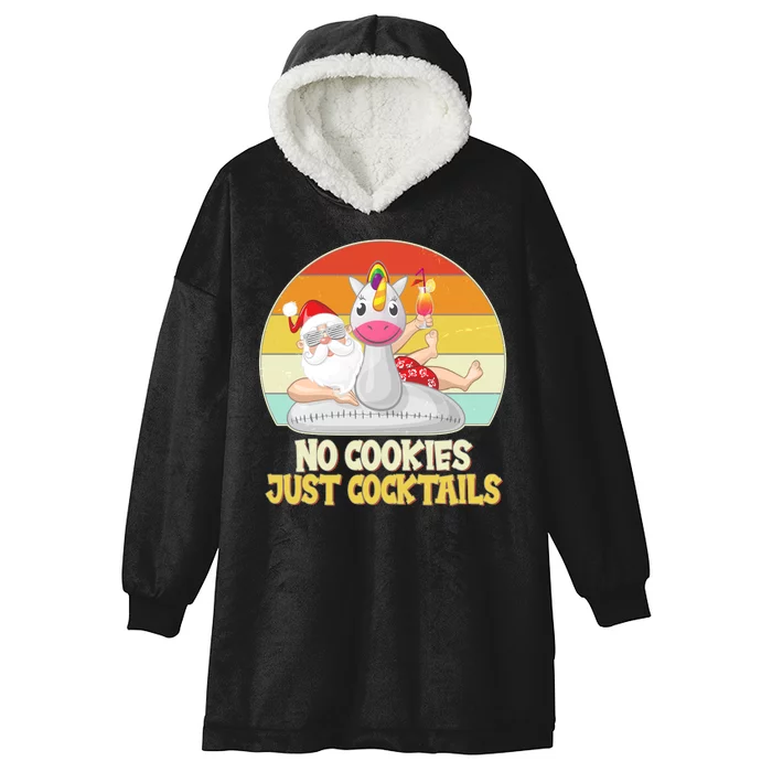 No Cookies Just Cocktails Summer Vacation Santa Claus Hooded Wearable Blanket