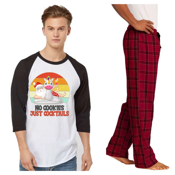 No Cookies Just Cocktails Summer Vacation Santa Claus Raglan Sleeve Pajama Set