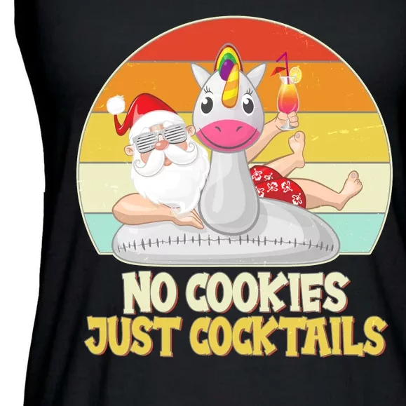 No Cookies Just Cocktails Summer Vacation Santa Claus Ladies Essential Flowy Tank