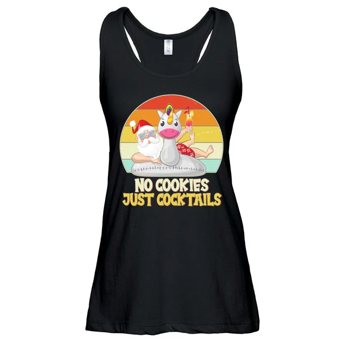 No Cookies Just Cocktails Summer Vacation Santa Claus Ladies Essential Flowy Tank