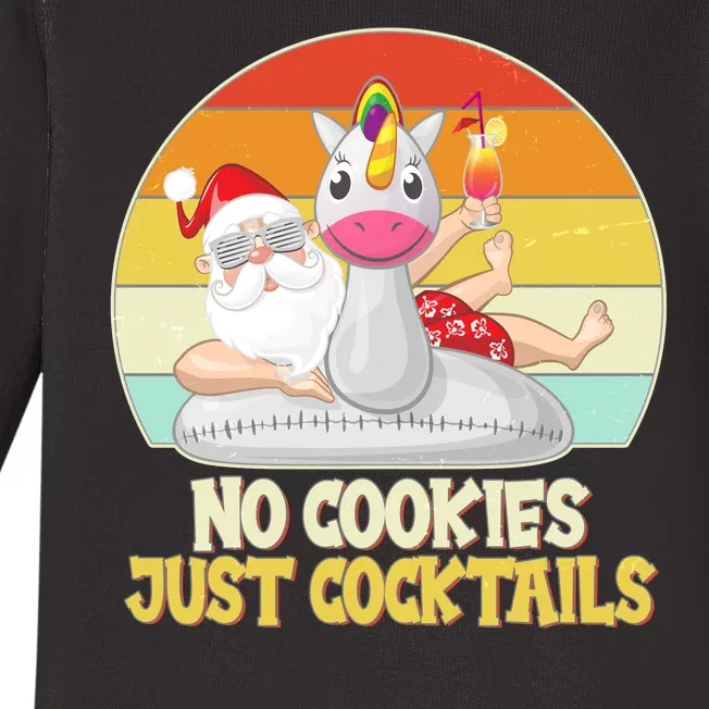 No Cookies Just Cocktails Summer Vacation Santa Claus Baby Long Sleeve Bodysuit