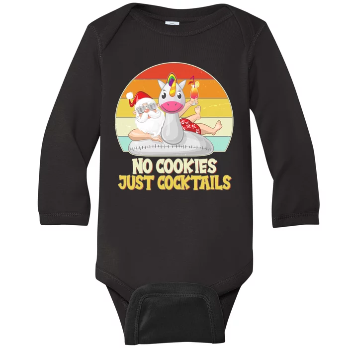 No Cookies Just Cocktails Summer Vacation Santa Claus Baby Long Sleeve Bodysuit