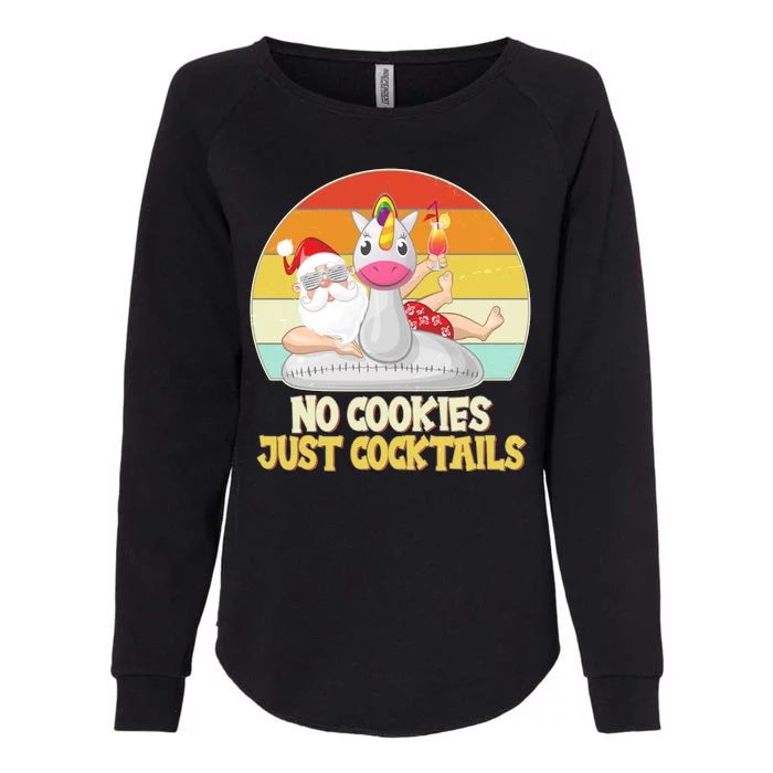 No Cookies Just Cocktails Summer Vacation Santa Claus Womens California Wash Sweatshirt