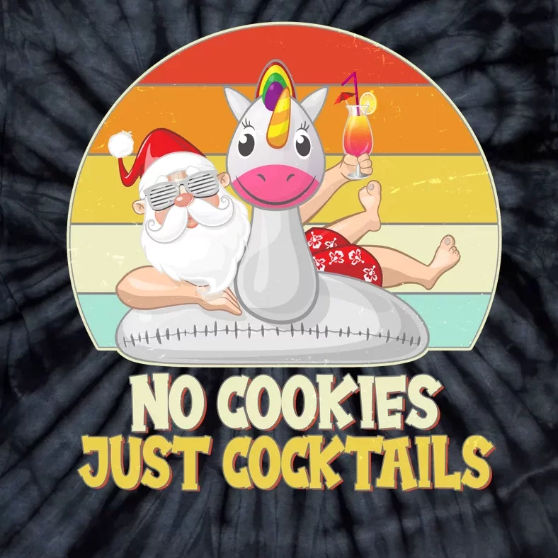 No Cookies Just Cocktails Summer Vacation Santa Claus Tie-Dye T-Shirt