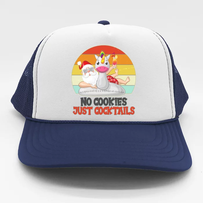 No Cookies Just Cocktails Summer Vacation Santa Claus Trucker Hat