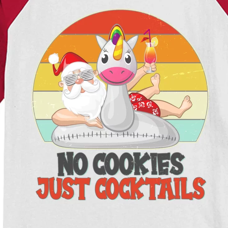 No Cookies Just Cocktails Summer Vacation Santa Claus Kids Colorblock Raglan Jersey